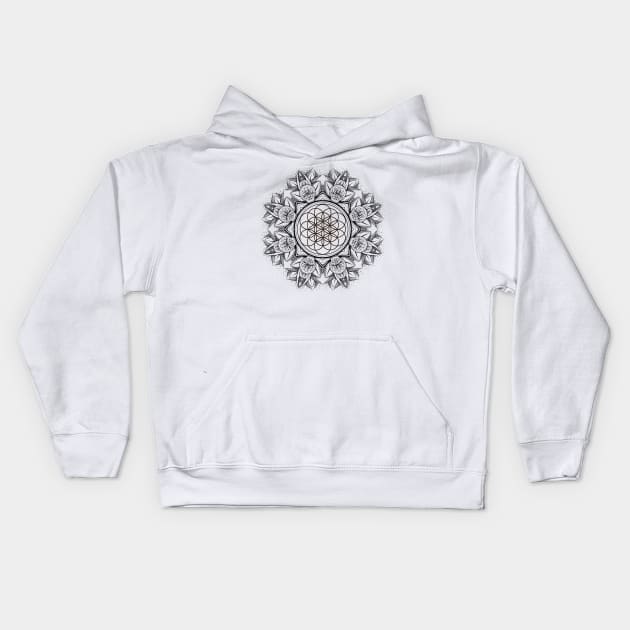 Lotus Mandala 26 Kids Hoodie by Olga Berlet